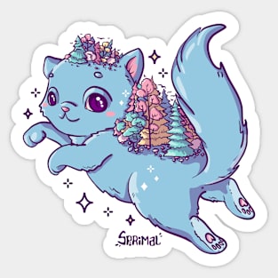 Magical forest cat is wild child of the woods Sticker